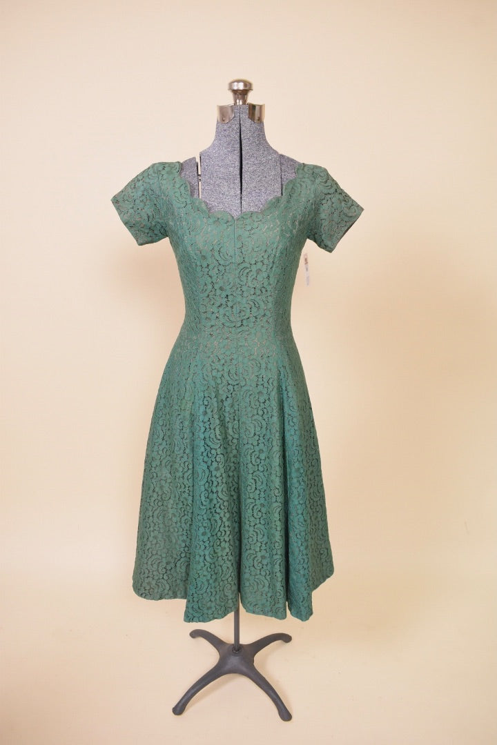 Green Late 1950s Lace Party Dress XXS