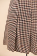 Load image into Gallery viewer, Brown Houndstooth Set with Velvet Trim By Moda Int&#39;l, M: Skirt Pleat Detail
