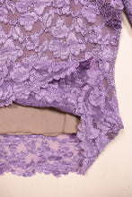 Load image into Gallery viewer, Purple Lace Mesh Scoopneck Top By Hanky Panky. Close up of liner and modesty panel.
