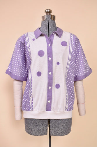 Deadstock 80s Lavender Polka Dot Top By Division of Graf: Shown from Front