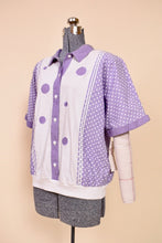 Load image into Gallery viewer, Deadstock 80s Lavender Polka Dot Top By Division of Graf: Shown from Side
