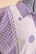 Load image into Gallery viewer, Deadstock 80s Lavender Polka Dot Top By Division of Graf: Piping Detail
