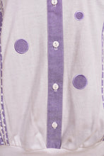 Load image into Gallery viewer, Deadstock 80s Lavender Polka Dot Top By Division of Graf: Button Detail
