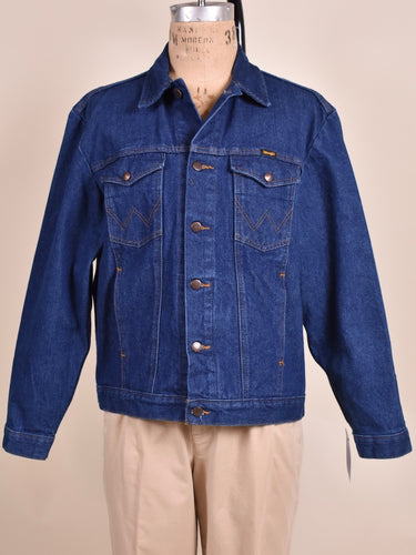  Dark Wash Western Denim Jacket By Wrangler as shown from the front
