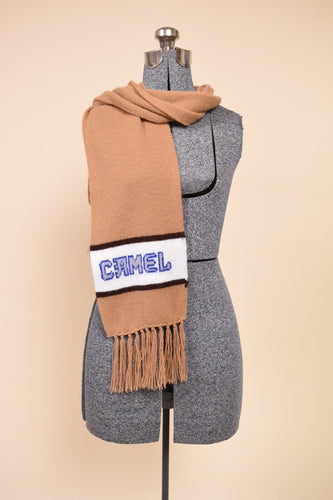 Caramel 90s Camel Cigarette Scarf On Dressform: Photo Taken from Front