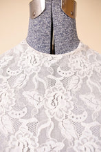 Load image into Gallery viewer, Cream Lace Sheer High-Neck Top, M/L: Collar Detail Shot
