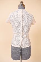 Load image into Gallery viewer, Cream Lace Sheer High-Neck Top, M/L: Shown from Back
