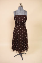 Load image into Gallery viewer, Brown Y2K Polkadot Mesh Dress: Shown From Front
