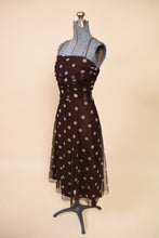 Load image into Gallery viewer, Brown Y2K Polkadot Mesh Dress: Shown from Side
