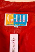 Load image into Gallery viewer, Red 1980s Cropped Leather Moto Jacket: G-III Tag
