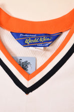 Load image into Gallery viewer, Cream 80s Japanese Velvet Logo Jersey By World Win: Brand Tag
