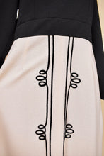 Load image into Gallery viewer, Black &amp; White 60s Embroidered Maxi Dress, By Parkshire Original, M/L: Skirt Embroidery 
