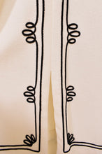 Load image into Gallery viewer, Black &amp; White 60s Embroidered Maxi Dress, By Parkshire Original, M/L: Skirt Embroidery 
