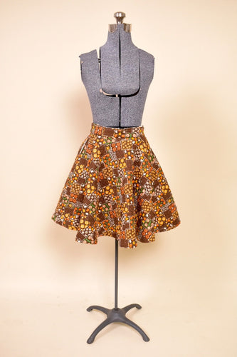 1960s Quilted Brown Circle Skirt: Shown from Front