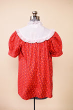 Load image into Gallery viewer, Red 70s Heart Babydoll Top By Sears Maternity: Shown from Back
