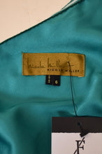 Load image into Gallery viewer, Orolestes Dress — Y2K one-shoulder teal silk dress by Nicole Miller, S/M: Brand Tag
