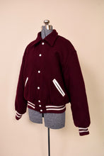 Load image into Gallery viewer, Maroon &amp; White Trim College Jacket By Holloway, L: Shown from Side
