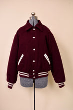 Load image into Gallery viewer, Maroon &amp; White Trim College Jacket By Holloway, L: Shown from Front
