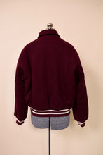 Load image into Gallery viewer, Maroon &amp; White Trim College Jacket By Holloway, L: Shown from Back
