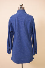 Load image into Gallery viewer, 1970s Navy Blue &amp; White Graph Pleated Front Shirt/Dress By Marimekko: Shown from Back
