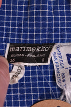 Load image into Gallery viewer, 1970s Navy Blue &amp; White Graph Pleated Front Shirt/Dress By Marimekko: Brand Tag
