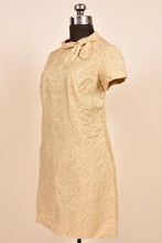 Load image into Gallery viewer, 60s Gold Brocade Mini Dress By Jefri Fashion, L: Shown from Side
