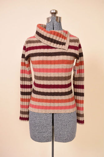 Creamy Turtle Neck Half Stripes: Shown from Front