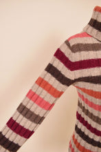 Load image into Gallery viewer, Creamy Turtle Neck Half Stripes: Stripe Details
