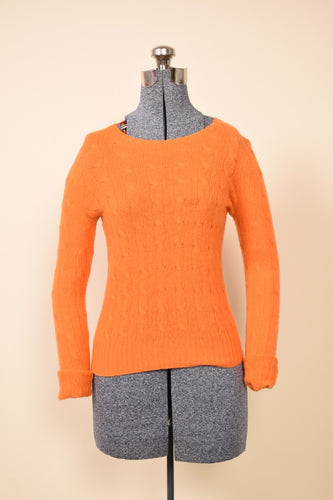 Orange Cable Cashmere Sweater By Ralph Lauren Black Label, S. From the front.