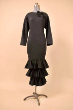 Load image into Gallery viewer, Black Cotton Ruffle Maxi Dress by Arpeja pictured from the front.
