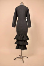 Load image into Gallery viewer, Black Cotton Ruffle Maxi Dress by Arpeja pictured from the back
