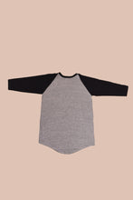 Load image into Gallery viewer, Grey &quot;Navy&quot; Baseball Sleeve Tee Shirt By Sportswear, XL: Shown from Back
