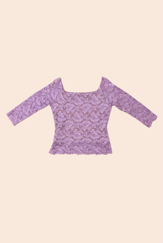 Purple Lace Mesh Scoopneck Top By Hanky Panky. Pictured from the front.