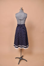 Load image into Gallery viewer, 80s Navy Calico Peasant Skirt With Pockets by Gunne Sax: As Shown From Back
