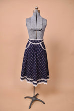 Load image into Gallery viewer, 80s Navy Calico Peasant Skirt With Pockets by Gunne Sax: As Shown From Front (Full Body VIew)
