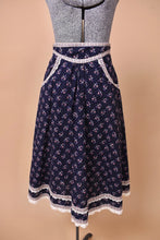 Load image into Gallery viewer, 80s Navy Calico Peasant Skirt With Pockets by Gunne Sax: As Shown From Front
