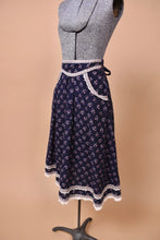 Load image into Gallery viewer, 80s Navy Calico Peasant Skirt With Pockets by Gunne Sax: As Shown From  Side
