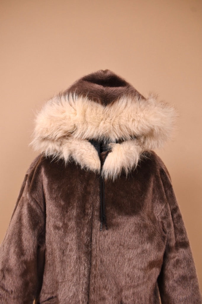 1970s Retro Style Brown Faux Fur Crop Jacket – Unique Vintage